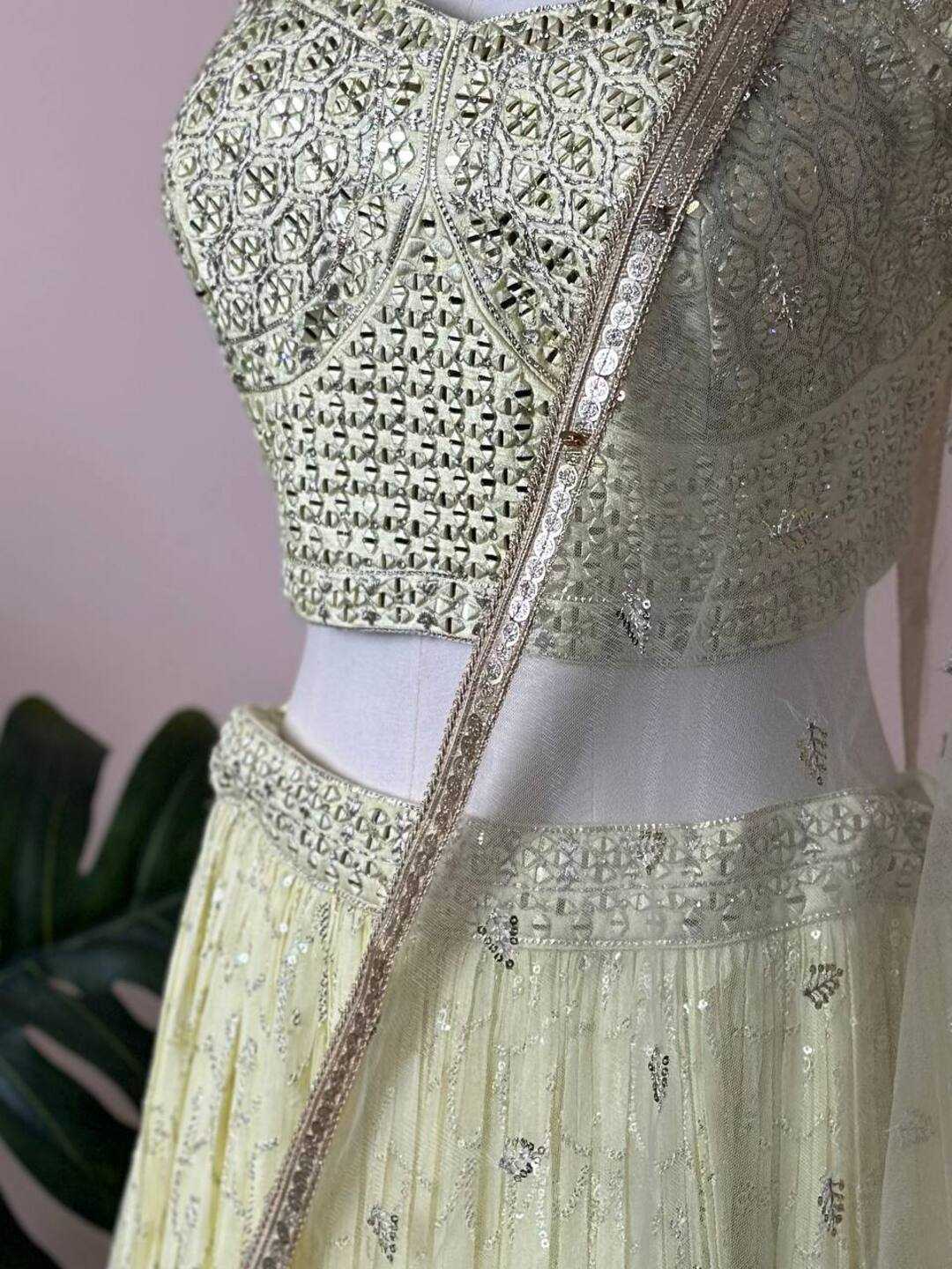 Pastel Yellow Lehenga — LivFashions
