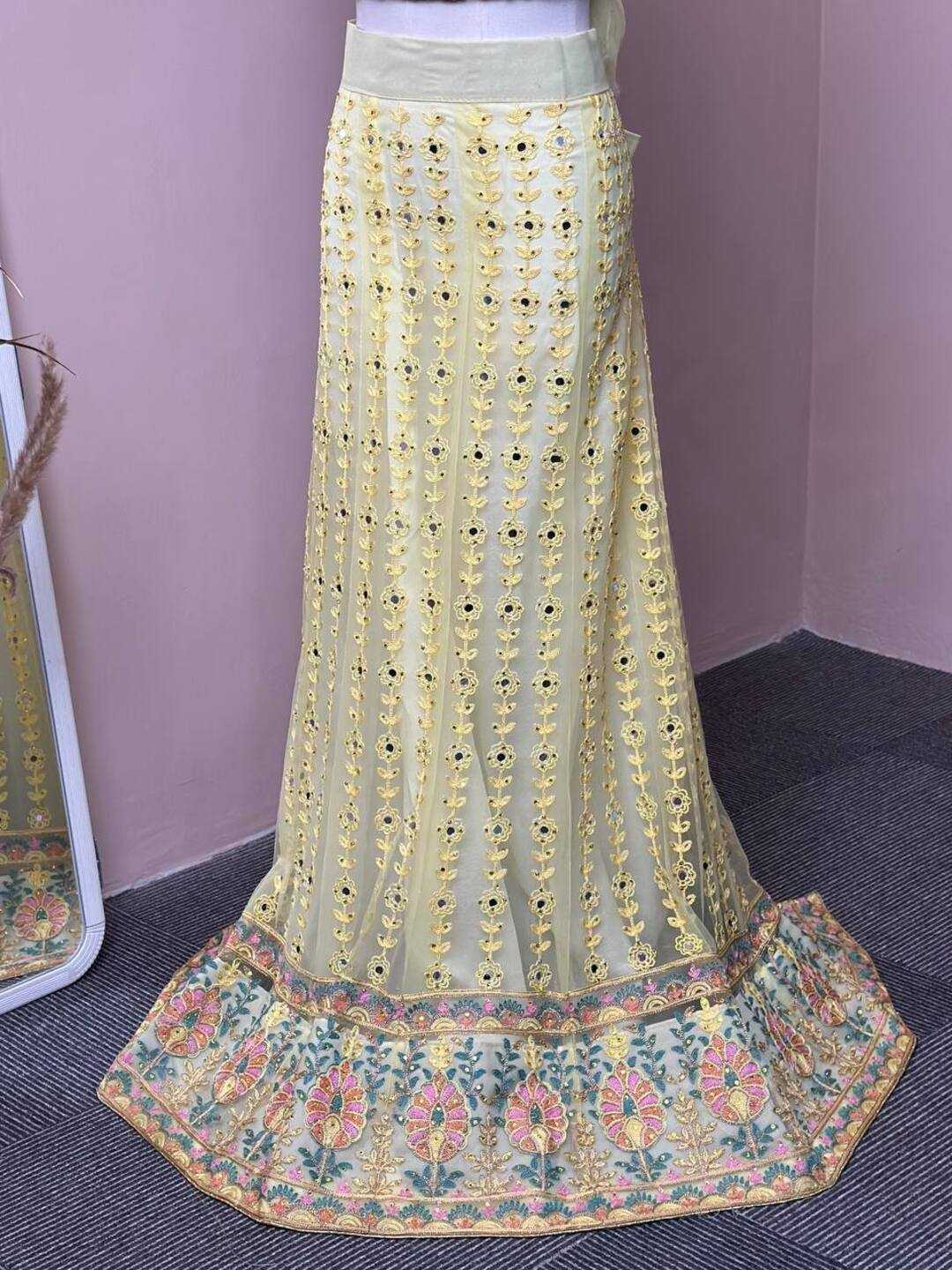 Pastel Yellow Lehenga — LivFashions