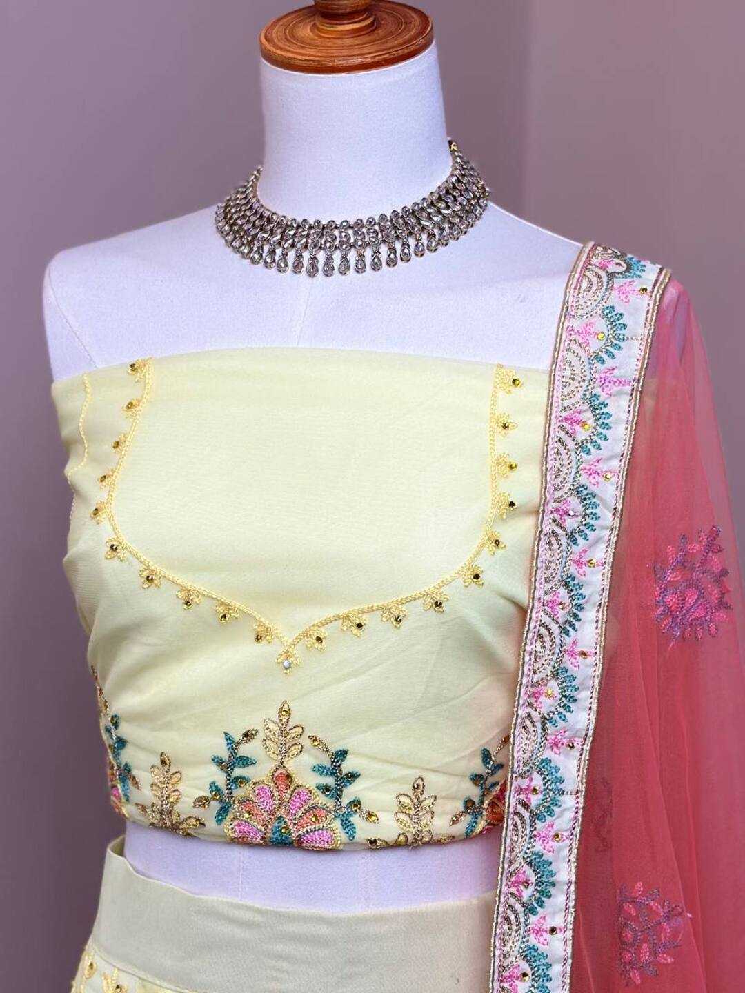 Pastel Yellow Lehenga — LivFashions